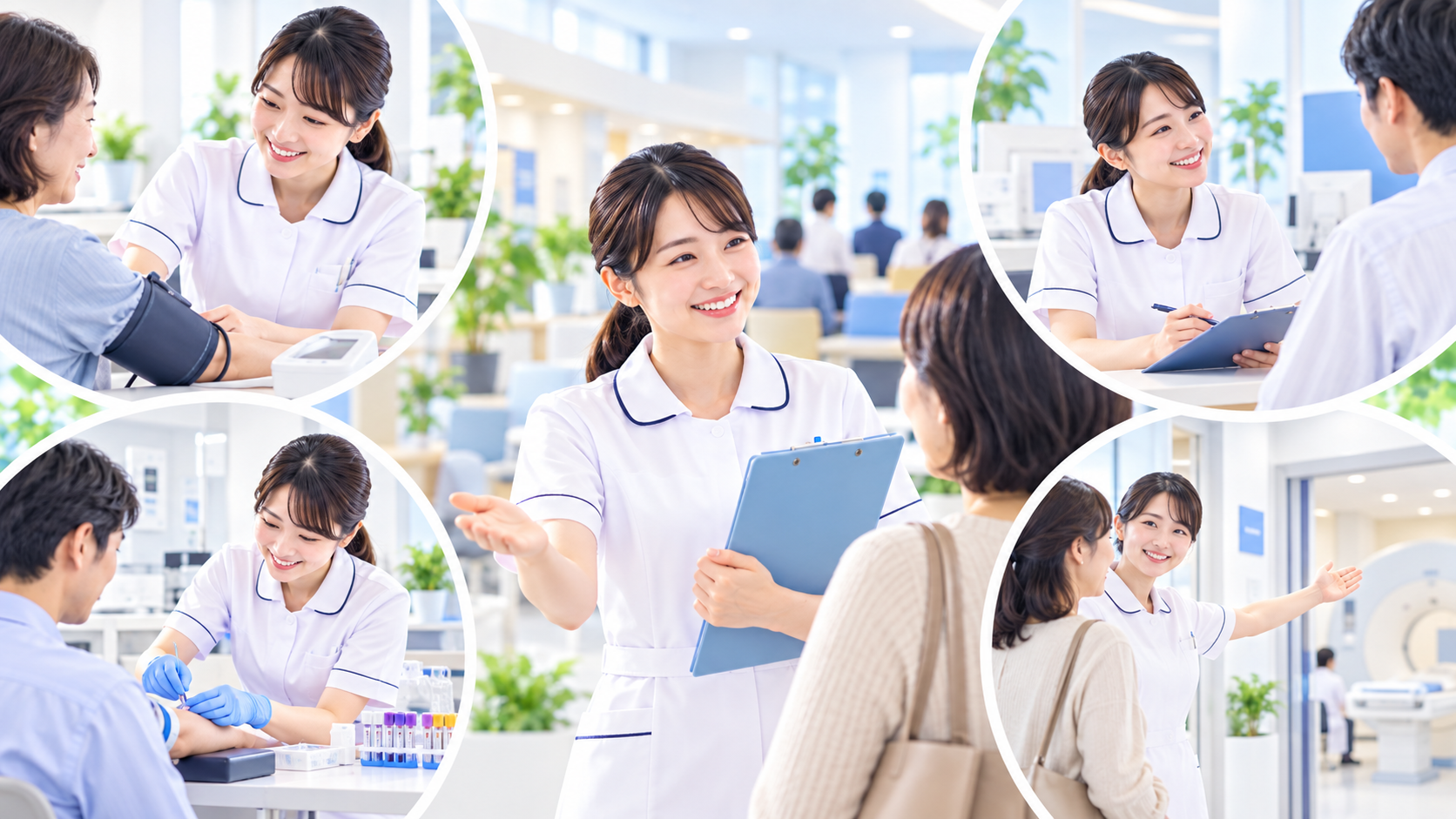 看護師資格を活かせる仕事・働く場所とは？病院以外の転職先から企業・在宅・海外での働き方まで解説：健診センターでは病気の早期発見と健康管理を支援するの図解