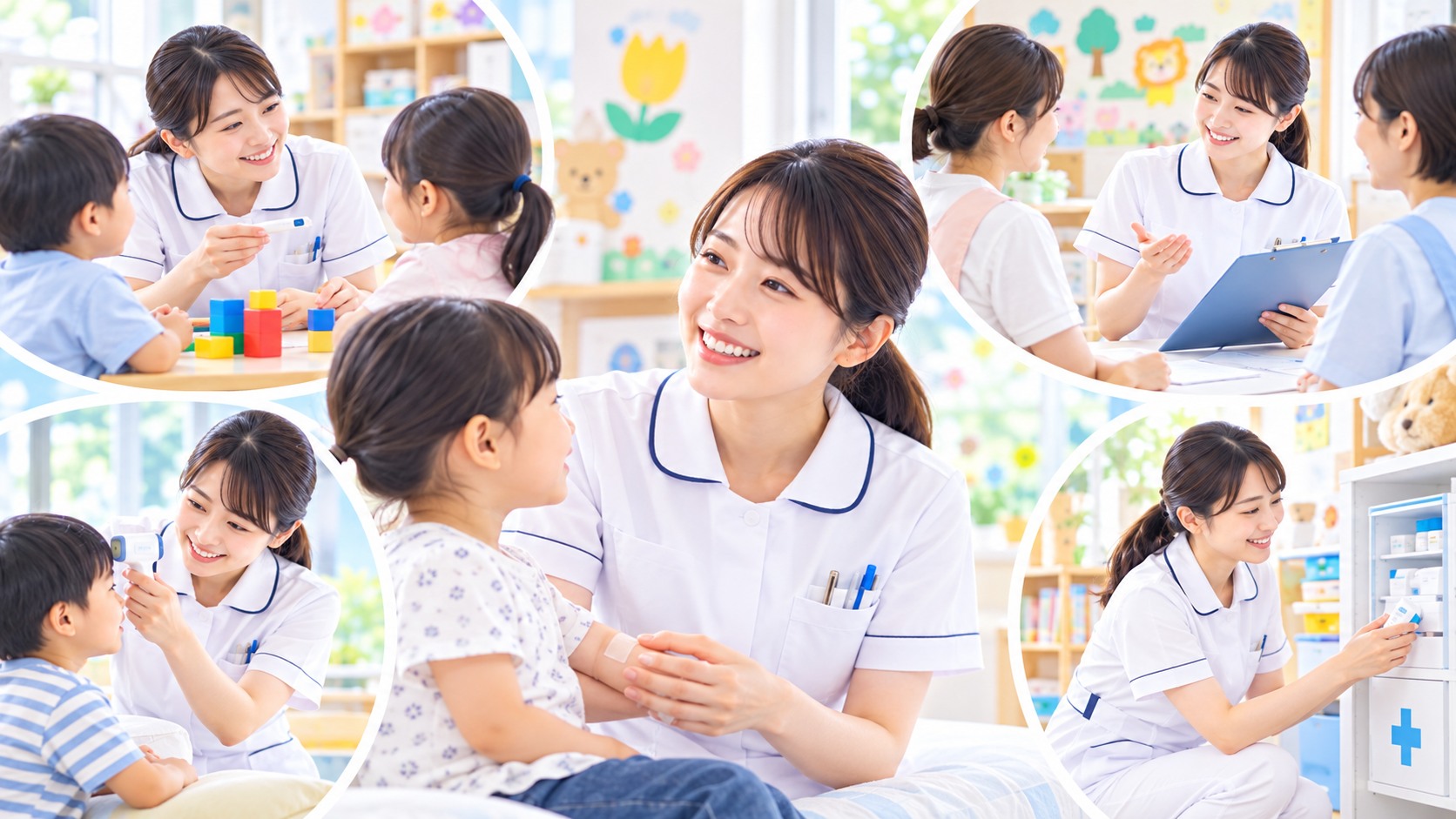 看護師資格を活かせる仕事・働く場所とは？病院以外の転職先から企業・在宅・海外での働き方まで解説：保育園・学校では子どもの健康と安全を支えるの図解