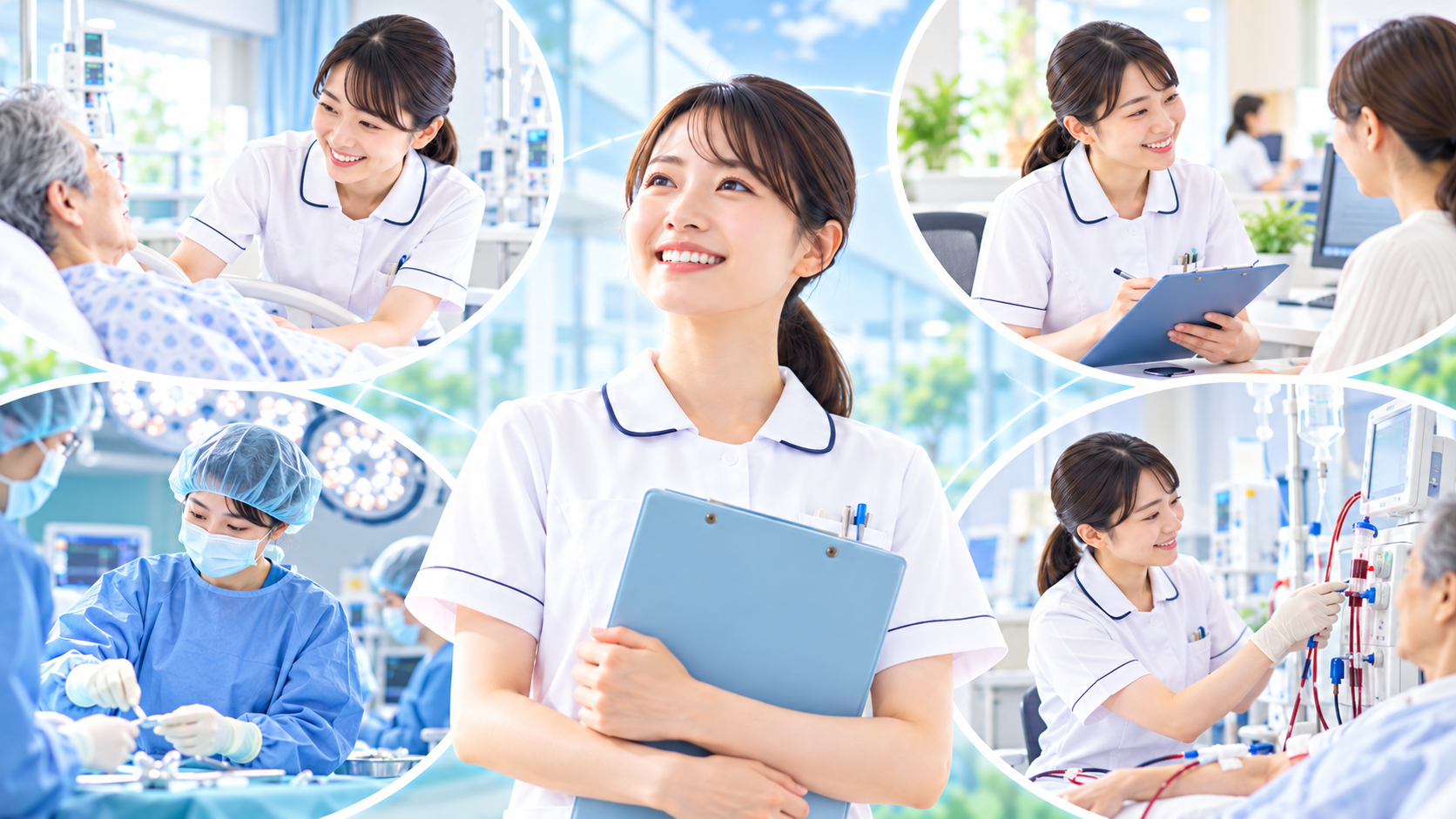 看護師資格を活かせる仕事・働く場所とは？病院以外の転職先から企業・在宅・海外での働き方まで解説：病院で働く看護師にもさまざまな選択肢があるの図解